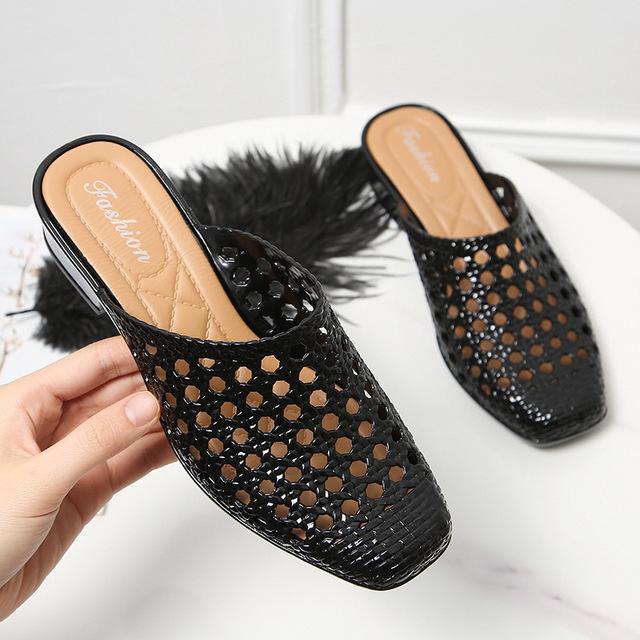 Frauen Sandalen Sommer Hohl Loch Hausschuhe Mode Einfarbig Niedrigen Absatz Gleitet Casual Atmungsaktive Schuhe Weibliche 36 schwarz von Joom DACH