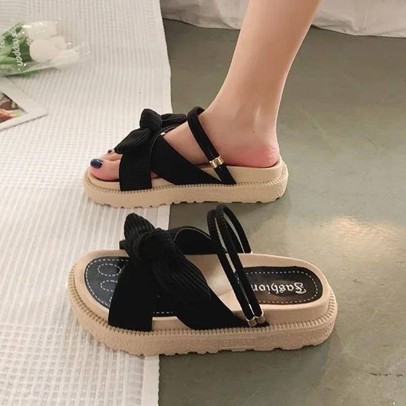 Frauen Sandalias Mujer Sommer Fee Stil Neue Mode Student Plattform Römischen Dame Sands Flache Schuhe Nette Hausschuhe 40 von Joom DACH