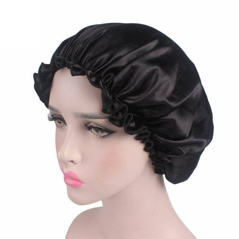 Frauen Satin Nacht Schlaf Caps Haar Motorhaube Hut Kopf Abdeckung Seide Turban Wrap Band schwarz von Joom DACH