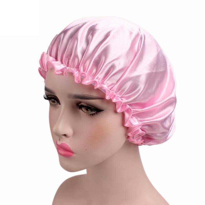 Frauen Satin Nacht Schlaf Caps Haar Motorhaube Hut Kopf Abdeckung Seide Turban Wrap Band rosa von Joom DACH