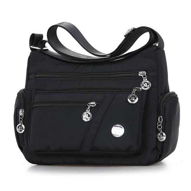Frauen Schulter Messenger Tasche Wasserdichte Nylon Oxford Umhängetasche Handtaschen Große Kapazität Reisetaschen Geldbörse schwarz von Joom DACH