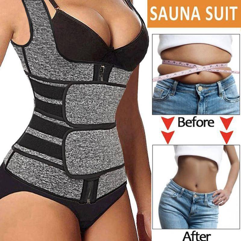 Frauen Schwitzen Sauna Körper Shapers Modellierung Korsett Schweiß Gürtel Taille Trainer Thermo Abnehmen Gürtel Verlust Gewicht XXL grau von Joom DACH