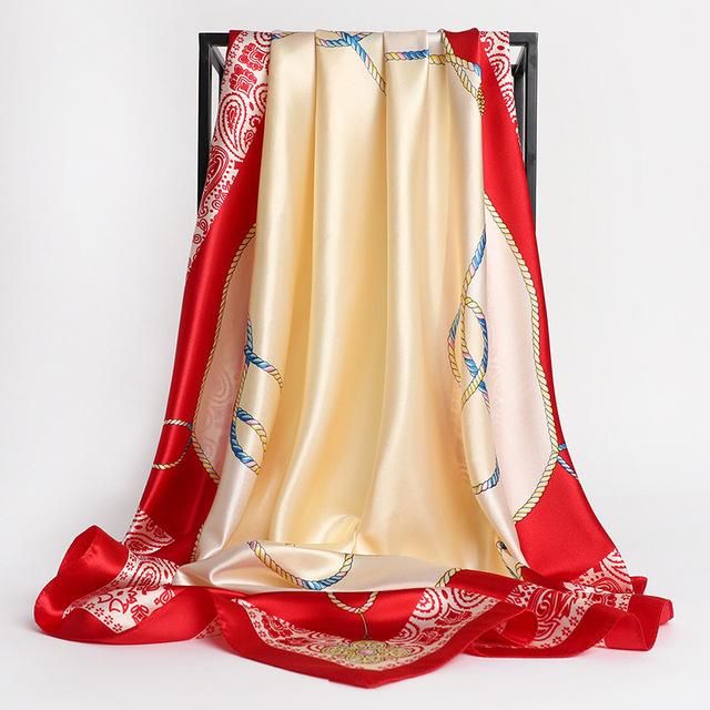 Frauen Seide Quadrat Schal Dame Bandana Kopf Wrap Schal Satin Foulard Weibliche Große Hijab Halstuch Schals Pashmina 2021 Stirnband One Size von Joom DACH