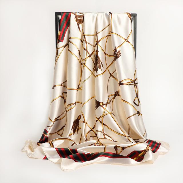 Frauen Seide Quadrat Schal Dame Bandana Kopf Wrap Schal Satin Foulard Weibliche Große Hijab Halstuch Schals Pashmina 2021 Stirnband One Size von Joom DACH