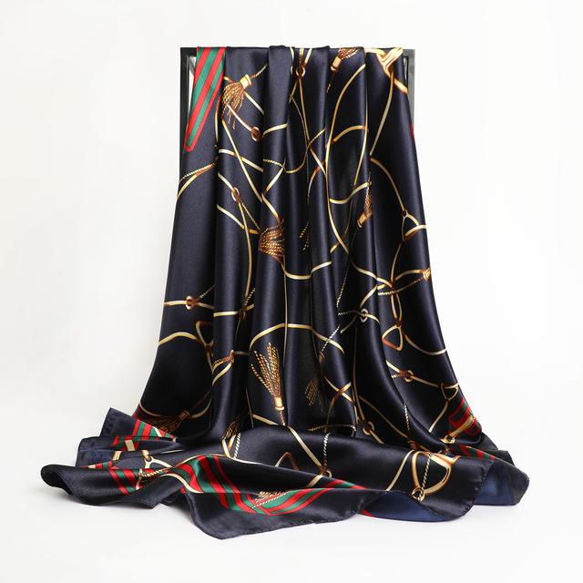 Frauen Seide Quadrat Schal Dame Bandana Kopf Wrap Schal Satin Foulard Weibliche Große Hijab Halstuch Schals Pashmina 2021 Stirnband One Size von Joom DACH