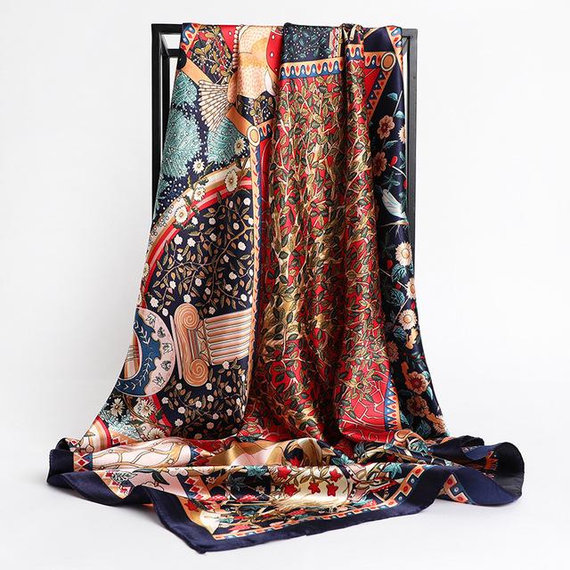 Frauen Seide Quadrat Schal Dame Bandana Kopf Wrap Schal Satin Foulard Weibliche Große Hijab Halstuch Schals Pashmina 2021 Stirnband One Size von Joom DACH