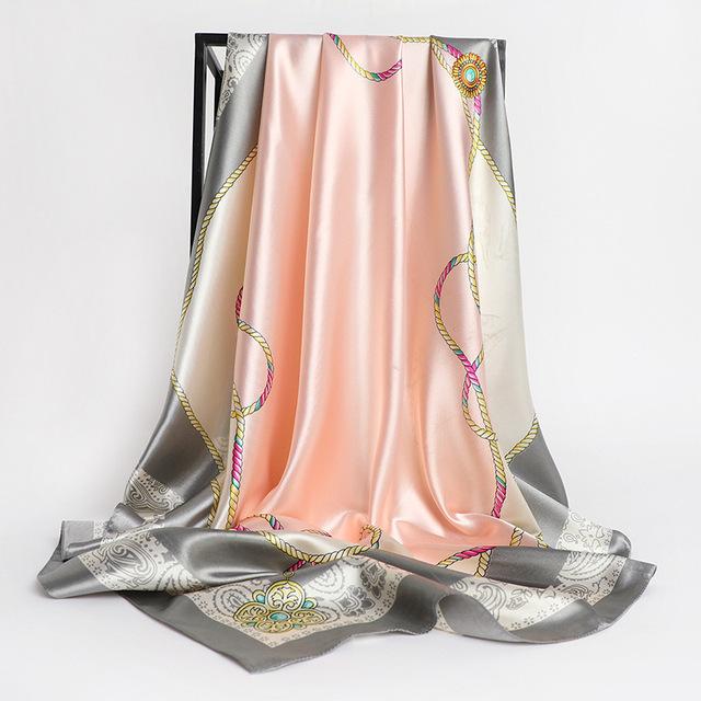 Frauen Seide Quadrat Schal Dame Bandana Kopf Wrap Schal Satin Foulard Weibliche Große Hijab Halstuch Schals Pashmina 2021 Stirnband One Size von Joom DACH