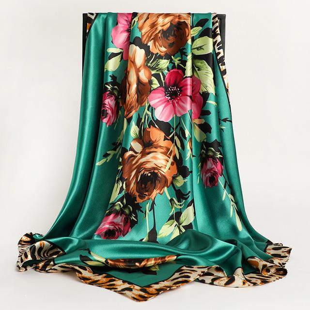 Frauen Seide Quadrat Schal Dame Bandana Kopf Wrap Schal Satin Foulard Weibliche Große Hijab Halstuch Schals Pashmina 2021 Stirnband One Size von Joom DACH