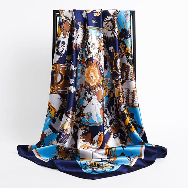 Frauen Seide Quadrat Schal Dame Bandana Kopf Wrap Schal Satin Foulard Weibliche Große Hijab Halstuch Schals Pashmina 2021 Stirnband One Size von Joom DACH