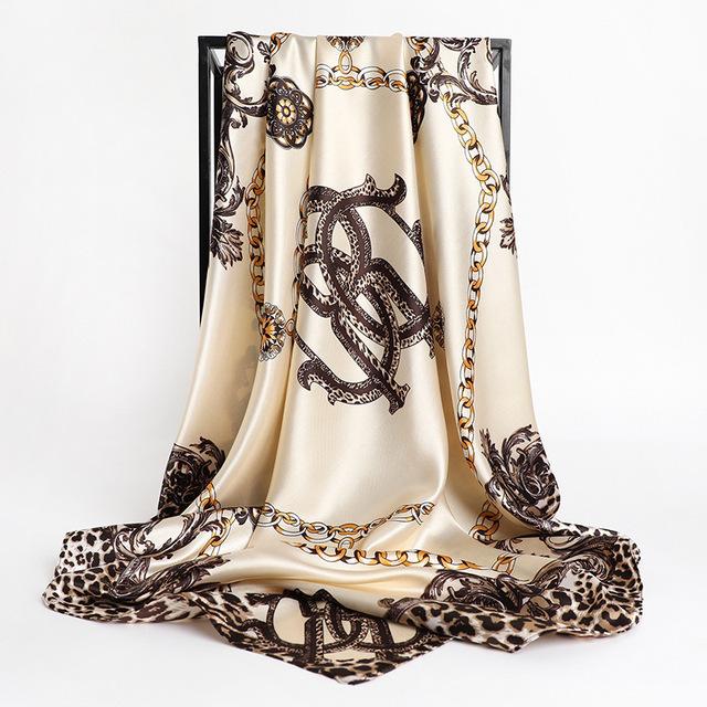 Frauen Seide Quadrat Schal Dame Bandana Kopf Wrap Schal Satin Foulard Weibliche Große Hijab Halstuch Schals Pashmina 2021 Stirnband One Size von Joom DACH