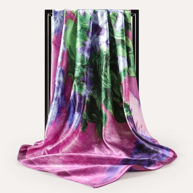 Frauen Seide Quadrat Schal Dame Bandana Kopf Wrap Schal Satin Foulard Weibliche Große Hijab Halstuch Schals Pashmina 2021 Stirnband One Size von Joom DACH