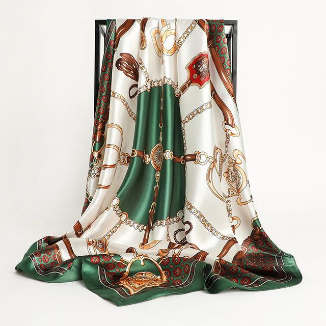 Frauen Seide Quadrat Schal Dame Bandana Kopf Wrap Schal Satin Foulard Weibliche Große Hijab Halstuch Schals Pashmina 2021 Stirnband One Size von Joom DACH