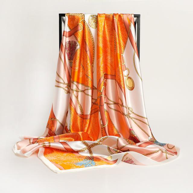 Frauen Seide Quadrat Schal Dame Bandana Kopf Wrap Schal Satin Foulard Weibliche Große Hijab Halstuch Schals Pashmina 2021 Stirnband One Size von Joom DACH