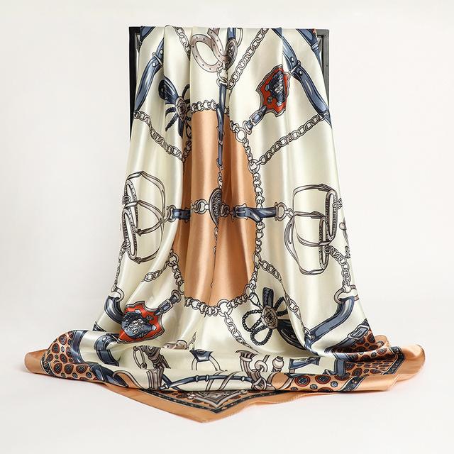 Frauen Seide Quadrat Schal Dame Bandana Kopf Wrap Schal Satin Foulard Weibliche Große Hijab Halstuch Schals Pashmina 2021 Stirnband One Size von Joom DACH