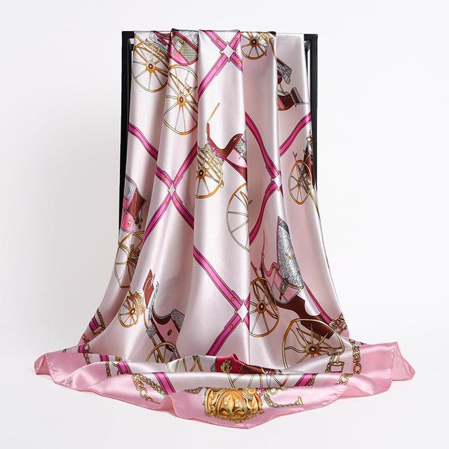 Frauen Seide Quadrat Schal Dame Bandana Kopf Wrap Schal Satin Foulard Weibliche Große Hijab Halstuch Schals Pashmina 2021 Stirnband One Size von Joom DACH