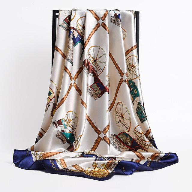 Frauen Seide Quadrat Schal Dame Bandana Kopf Wrap Schal Satin Foulard Weibliche Große Hijab Halstuch Schals Pashmina 2021 Stirnband One Size von Joom DACH