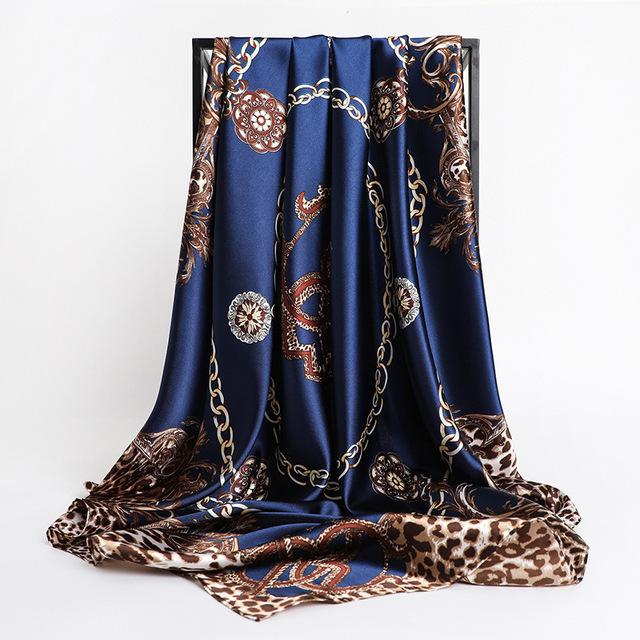 Frauen Seide Quadrat Schal Dame Bandana Kopf Wrap Schal Satin Foulard Weibliche Große Hijab Halstuch Schals Pashmina 2021 Stirnband One Size von Joom DACH