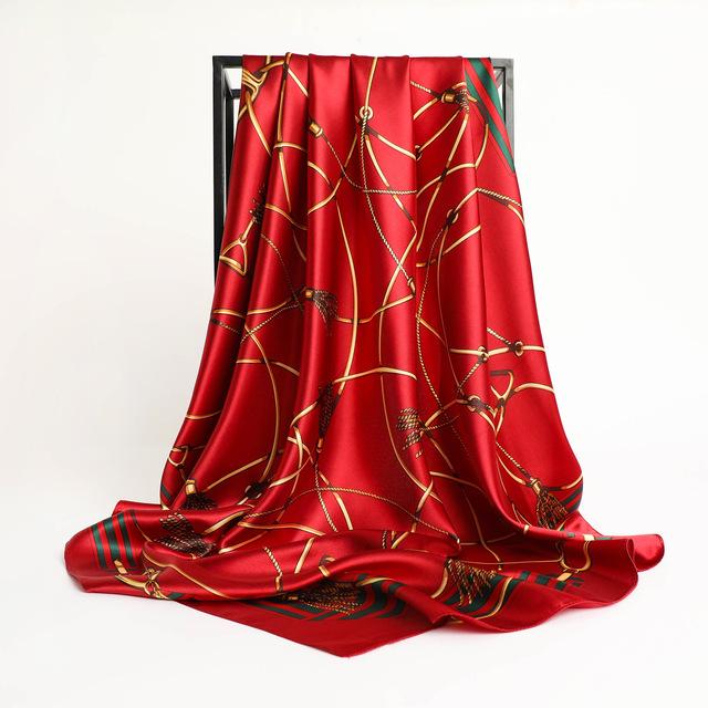 Frauen Seide Quadrat Schal Dame Bandana Kopf Wrap Schal Satin Foulard Weibliche Große Hijab Halstuch Schals Pashmina 2021 Stirnband One Size von Joom DACH