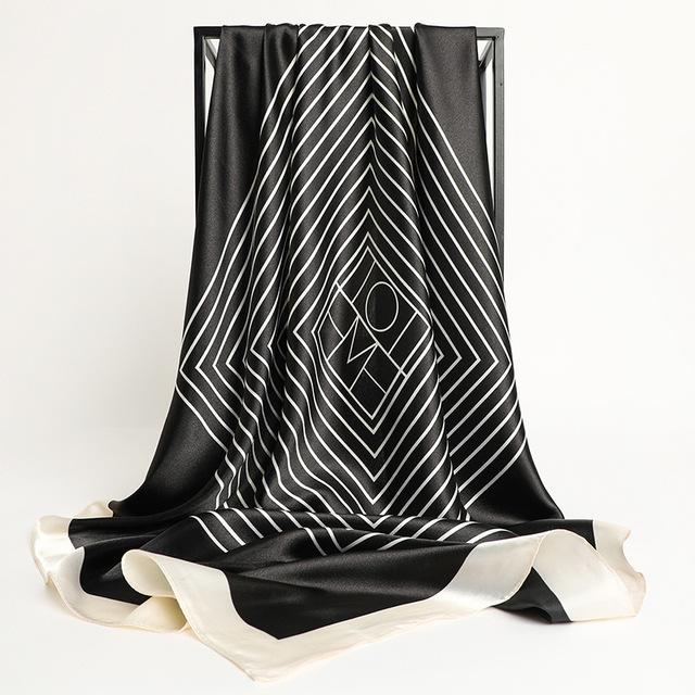 Frauen Seide Quadrat Schal Dame Bandana Kopf Wrap Schal Satin Foulard Weibliche Große Hijab Halstuch Schals Pashmina 2021 Stirnband One Size von Joom DACH