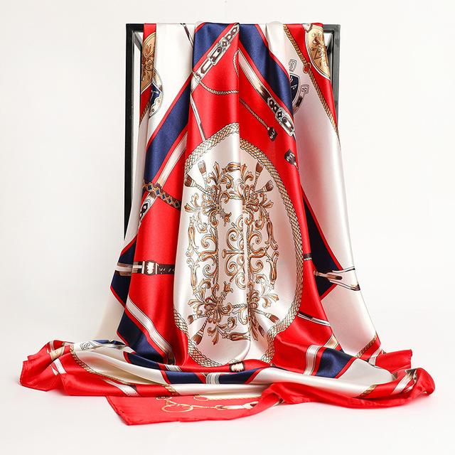 Frauen Seide Quadrat Schal Dame Bandana Kopf Wrap Schal Satin Foulard Weibliche Große Hijab Halstuch Schals Pashmina 2021 Stirnband One Size von Joom DACH