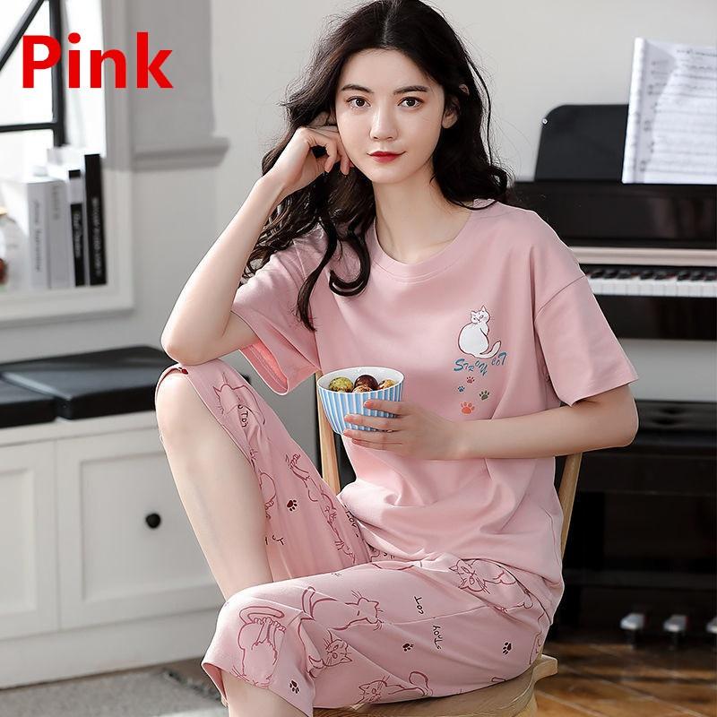 Frauen Sets Nette Cartoon Print Pyjamas Mode Lässig Hause Service Kurzen ärmeln Shorts 2PCS Femme Nachtwäsche Plus Größe 3XL rosa von Joom DACH