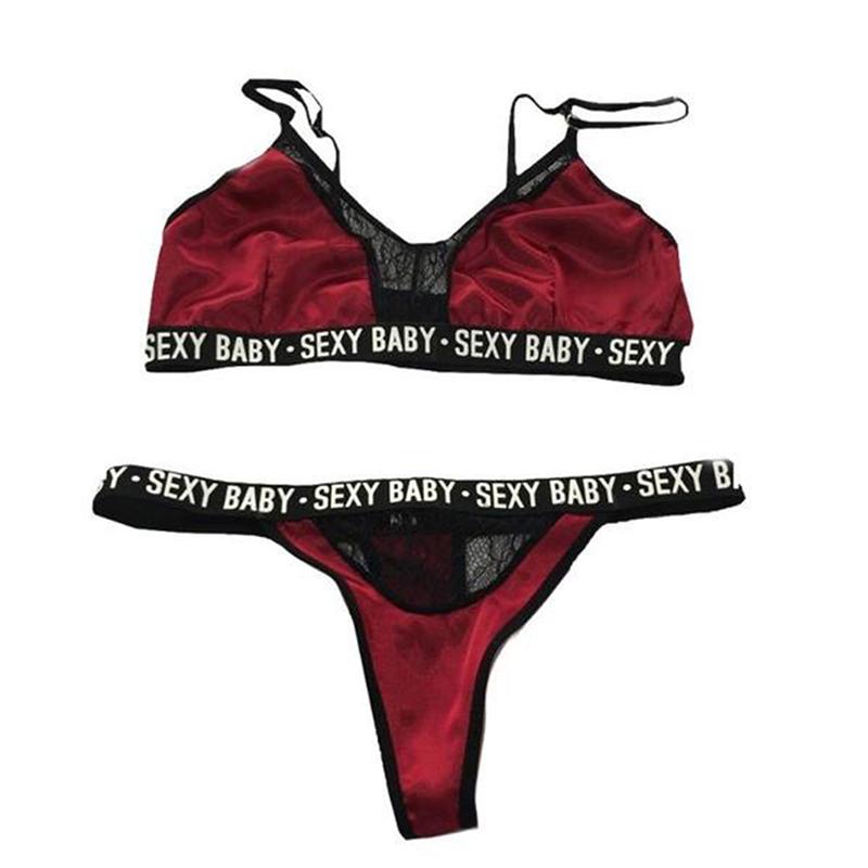 Frauen Sexy Dessous Weste Crop Bh Slip Set Brief Drucken Spitze Patchwork Kostüme Weibliche Unterwäsche XXXL rot von Joom DACH