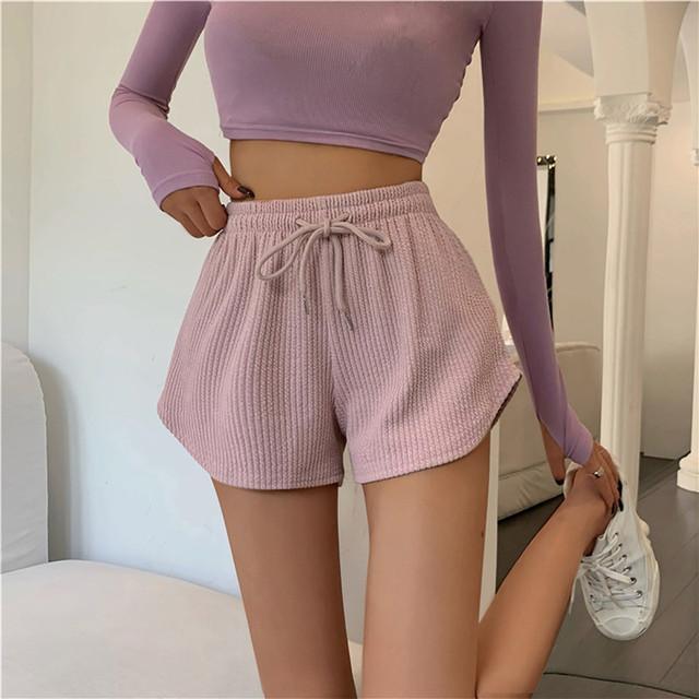 Frauen Shorts Sommer Hohe Elastische Spitze Up Kordelzug Breite Bein Schweiß Kurze Fitness Lauf Shorts Lose Beiläufige Große Sport Hosen S von Joom DACH