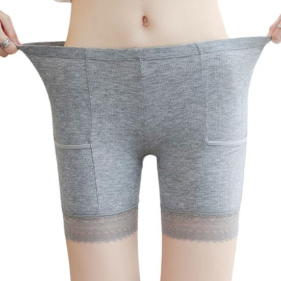 Frauen Sicherheitshose Hohe Elastizität Einfarbig Nahtlose Spitze Anti-exposition L grau von Joom DACH