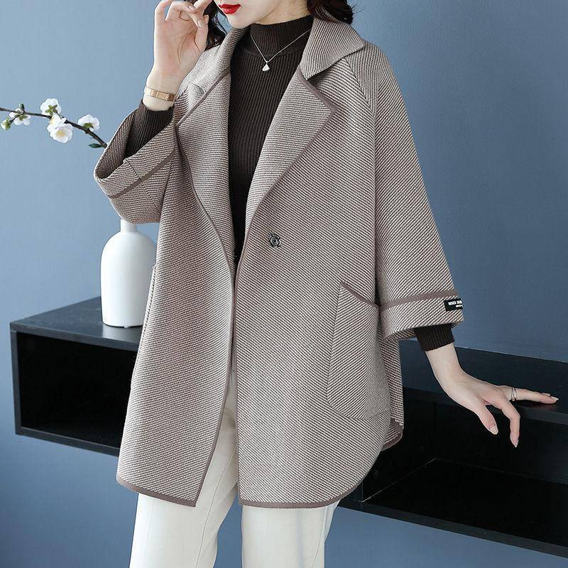 Frauen Solide Mid-länge Mantel Weibliche Strickjacke Herbst Winter Verdickt Fleece 5XL kamelfarben von Joom DACH