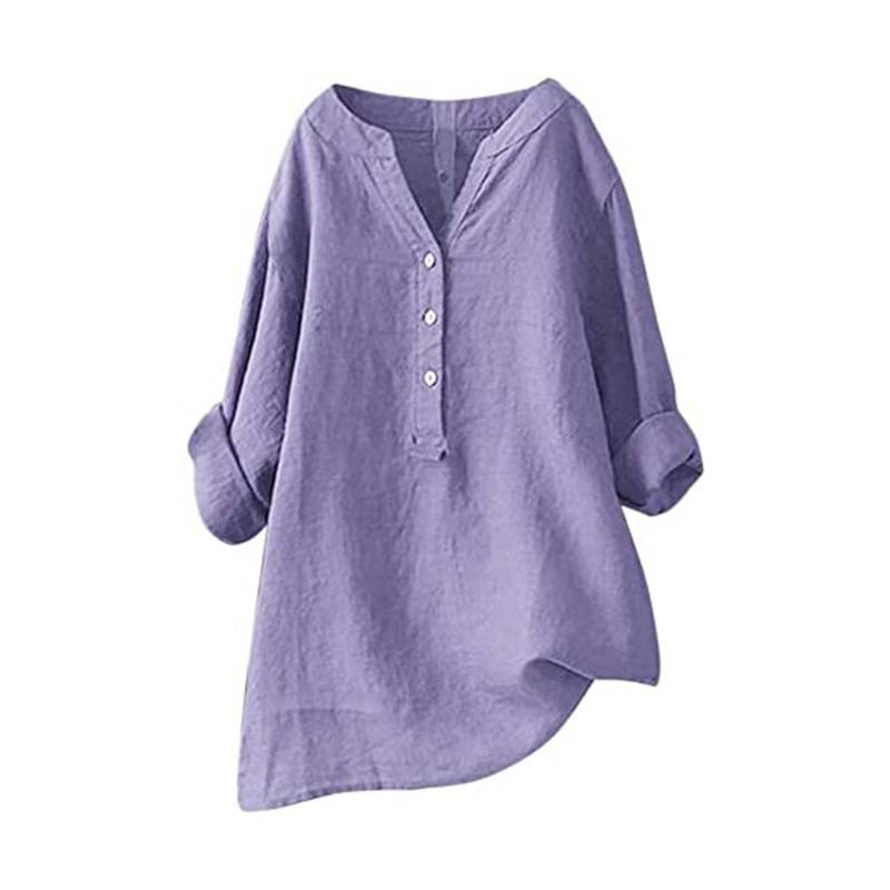 Frauen Solide Stehkragen Langarm Hemd Casual Lose Bluse Button-Down-Tops XXXXXL violett Frauen Solide Stehkragen Langarm Hemd Casual Lose Bluse Button-Down-Tops XXXXXL violett von Joom DACH