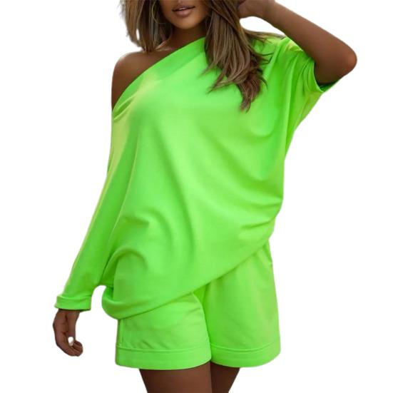 Frauen Sommer Einfarbig 2 Teile/satz Trainingsanzug Eine schulter Kurze Hosen Freizeit Top Set für Den Täglichen Verschleiß L grün Frauen Sommer Einfarbig 2 Teile/satz Trainingsanzug Eine schulter Kurze Hosen Freizeit Top Set für Den Täglichen Verschleiß L grün von Joom DACH