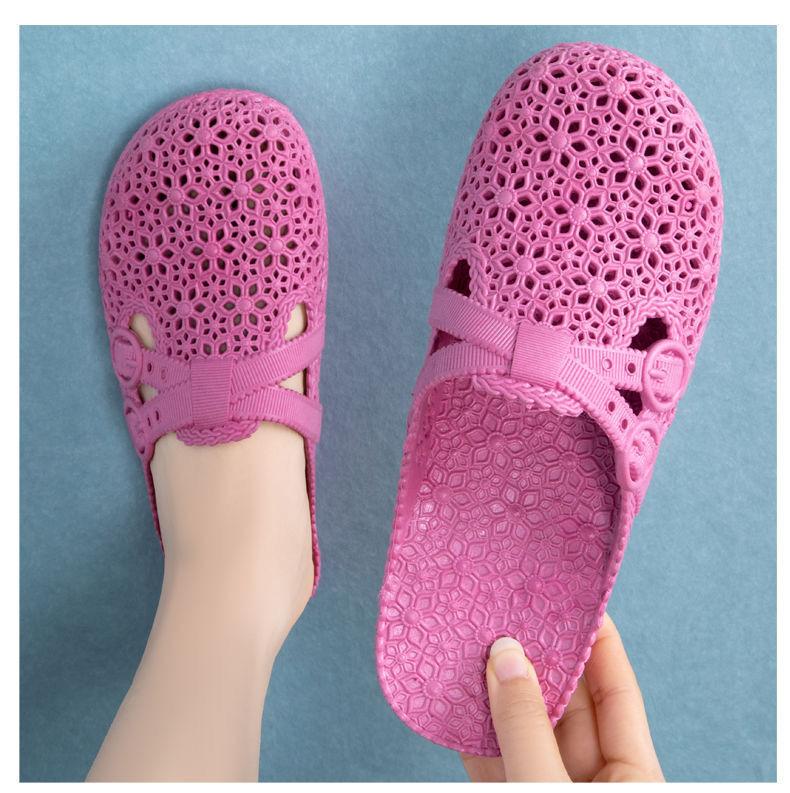 Frauen Sommer Sandalen Töpfe Loch Schuhe Crok Gummi Clogs Frau EVA Unisex Garten Schuhe Strand Flache Weibliche Sandalen Hausschuhe 41 violett von Joom DACH