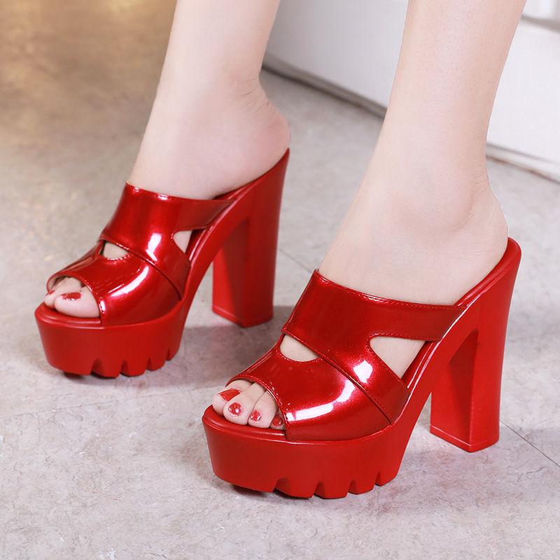 Frauen Sommer Sexy Dicken Boden Sandalen Casual wasserdichte High Heel Hausschuhe 37 rot Frauen Sommer Sexy Dicken Boden Sandalen Casual wasserdichte High Heel Hausschuhe 37 rot von Joom DACH
