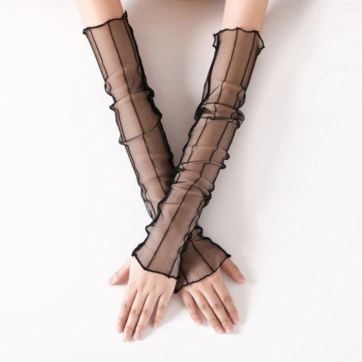 Frauen Sommer Sonnenschutz Ärmel Mesh Spitze UV ​​Dünne Lange Ärmeln Fahrrad Eis Seide Ärmel Radfahren Handschuhe Arm Wärmer ärmel von Joom DACH