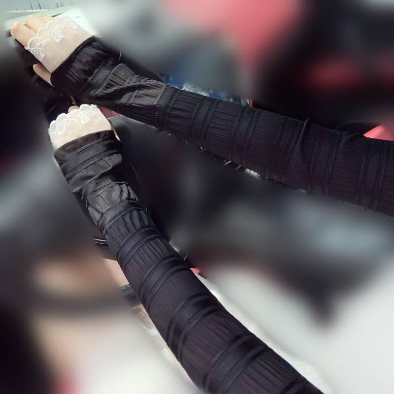 Frauen Sommer Sonnenschutz Ärmel Mesh Spitze UV ​​Dünne Lange Ärmeln Fahrrad Eis Seide Ärmel Radfahren Handschuhe Arm Wärmer ärmel von Joom DACH