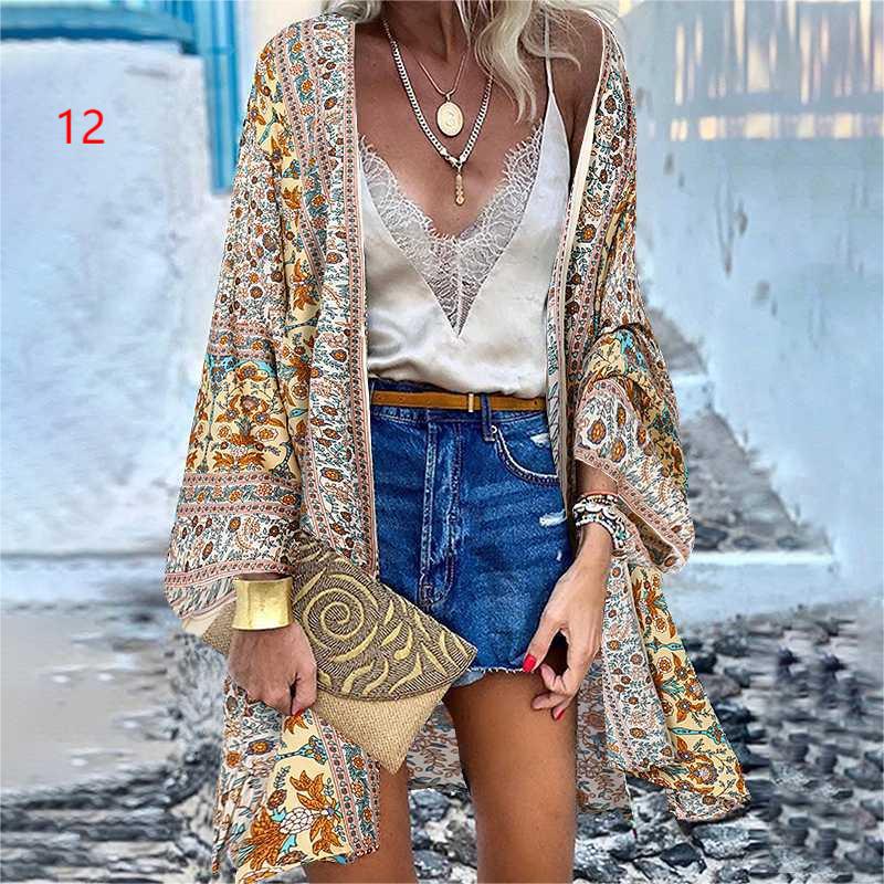 Frauen Sommer Voll Ärmeln Vintage Kimono Casual Strickjacken Plus Größe Strand Coverups S von Joom DACH