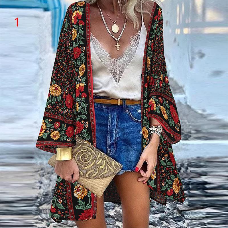 Frauen Sommer Voll Ärmeln Vintage Kimono Casual Strickjacken Plus Größe Strand Coverups XL von Joom DACH