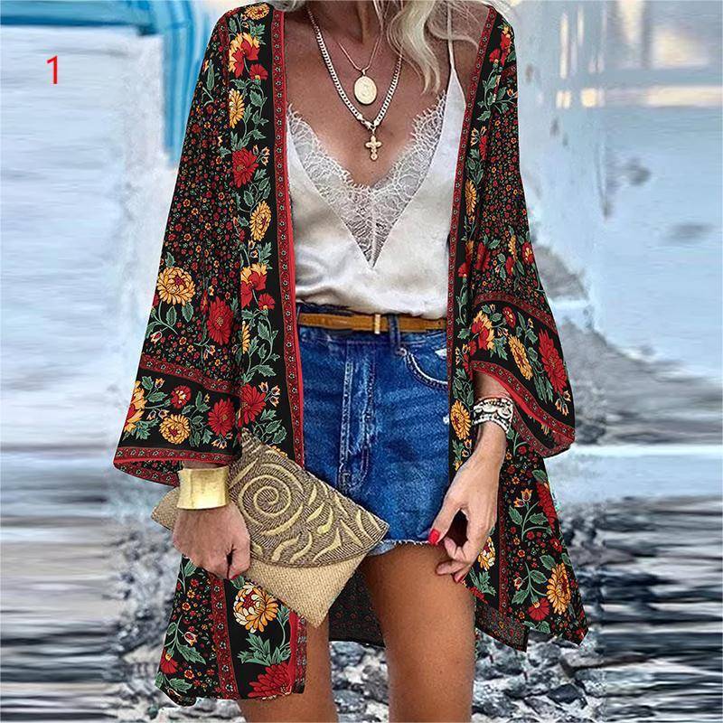 Frauen Sommer Voll Ärmeln Vintage Kimono Casual Strickjacken Plus Größe Strand Coverups XL von Joom DACH