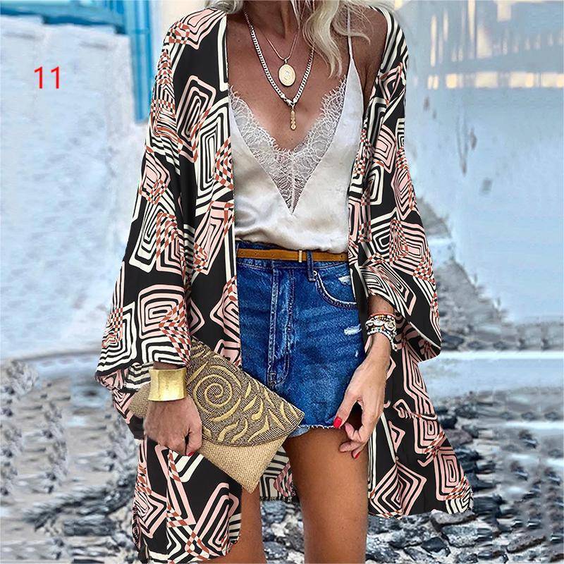 Frauen Sommer Voll Ärmeln Vintage Kimono Casual Strickjacken Plus Größe Strand Coverups XXL von Joom DACH