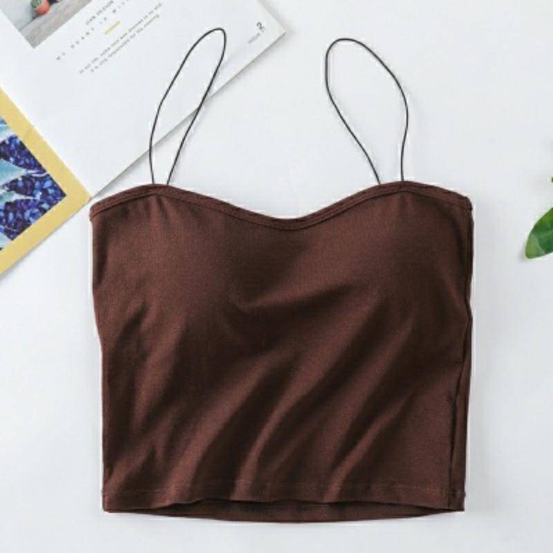 Frauen Sommer Weste Tops Ärmellose Baumwolle Bustier Weiche Elastische Waschbar Tragen-beständig Bh Weste Crop Top Nahtlose Bralette Tees one size braun von Joom DACH