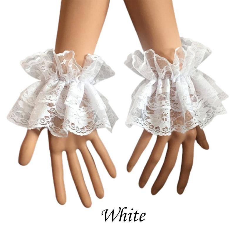 Frauen Sonnenschutz Rüschen Handgelenk Manschetten Fingerlose Handschuhe Spitze Cosplay Gothic Halloween Lolita weiß von Joom DACH