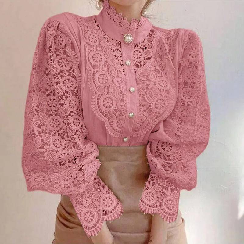 Frauen Spitze Blusen Blütenblatt Hülse Frauen Bluse Chic Taste Aushöhlen Blume Spitze Patchwork Weißes Hemd Top Weibliche Kleidung L rosa Frauen Spitze Blusen Blütenblatt Hülse Frauen Bluse Chic Taste Aushöhlen Blume Spitze Patchwork Weißes Hemd Top Weibliche Kleidung L rosa von Joom DACH