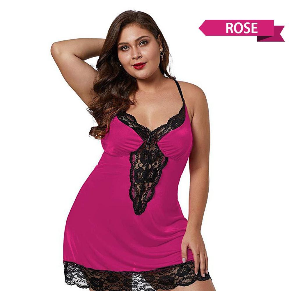 Frauen Spitze Nachtwäsche Sets Mode Dessous Spitze Kleid G-string Nachtwäsche Nachthemd Kleid Unterwäsche Plus Größe S-6XL 5XL hellrosa von Joom DACH