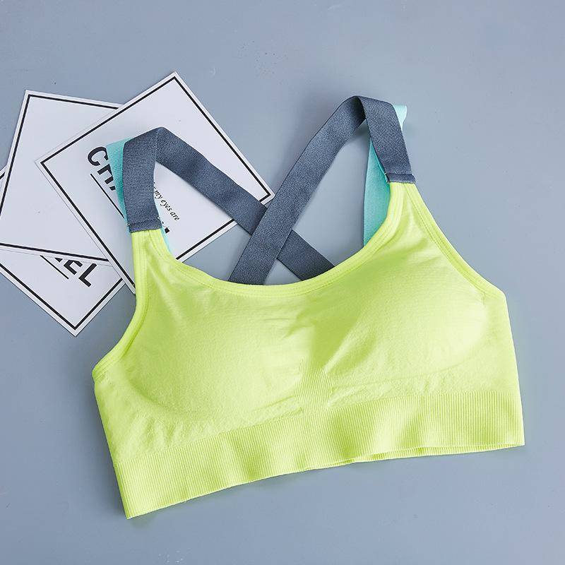 Frauen Sport-Bh Push-Up Crop Top Weibliche Workout Fitness Gym Bh Top Laufen Yoga Bh Athletic Sportswear XL fluoreszierende grün von Joom DACH