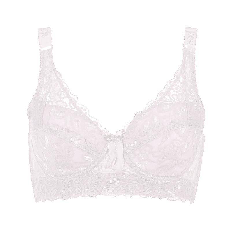 Frauen Stickerei Bh Anti-sag Geraffte Bh Bügel Atmung Verstellbaren Bh Push-up-Bhs Plus Größe 80B-105D 36/80 weiß von Joom DACH