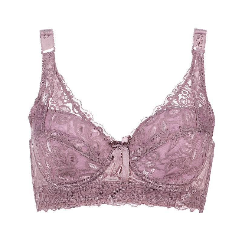 Frauen Stickerei Bh Anti-sag Geraffte Bh Bügel Atmung Verstellbaren Bh Push-up-Bhs Plus Größe 80B-105D 44/100 licht kaffee von Joom DACH