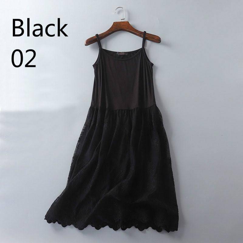 Frauen Stickerei Blumen unter Kleid Petticoat Leibchen voller Slip Riemchen Schicht Tüll hohe Taille 02 schwarz von Joom DACH