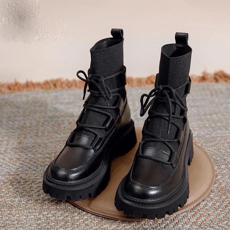 Frauen Stiefel Leder Schuhe Weibliche Plattformen Stiefeletten Fashion Lace Up Chunky Botas Damen Schwarz Plus Booties 35 schwarz Frauen Stiefel Leder Schuhe Weibliche Plattformen Stiefeletten Fashion Lace Up Chunky Botas Damen Schwarz Plus Booties 35 schwarz von Joom DACH