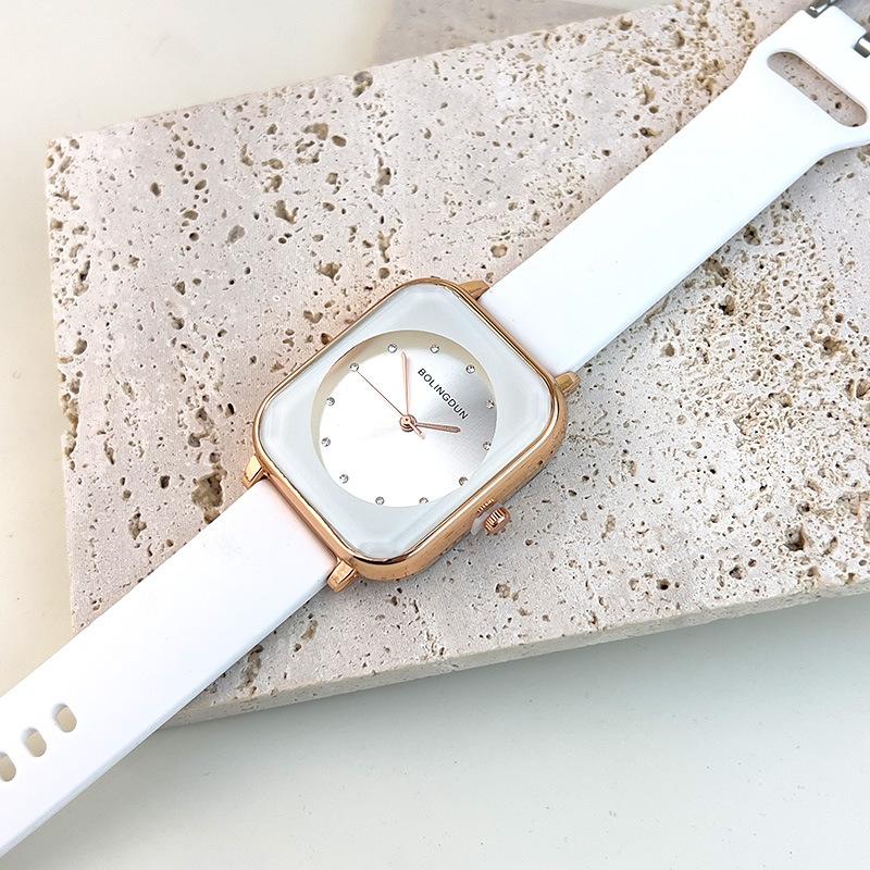 Frauen-Strass-Uhr-Damen-Silikon-Gürtel-Quarz-Armbanduhren von Joom DACH