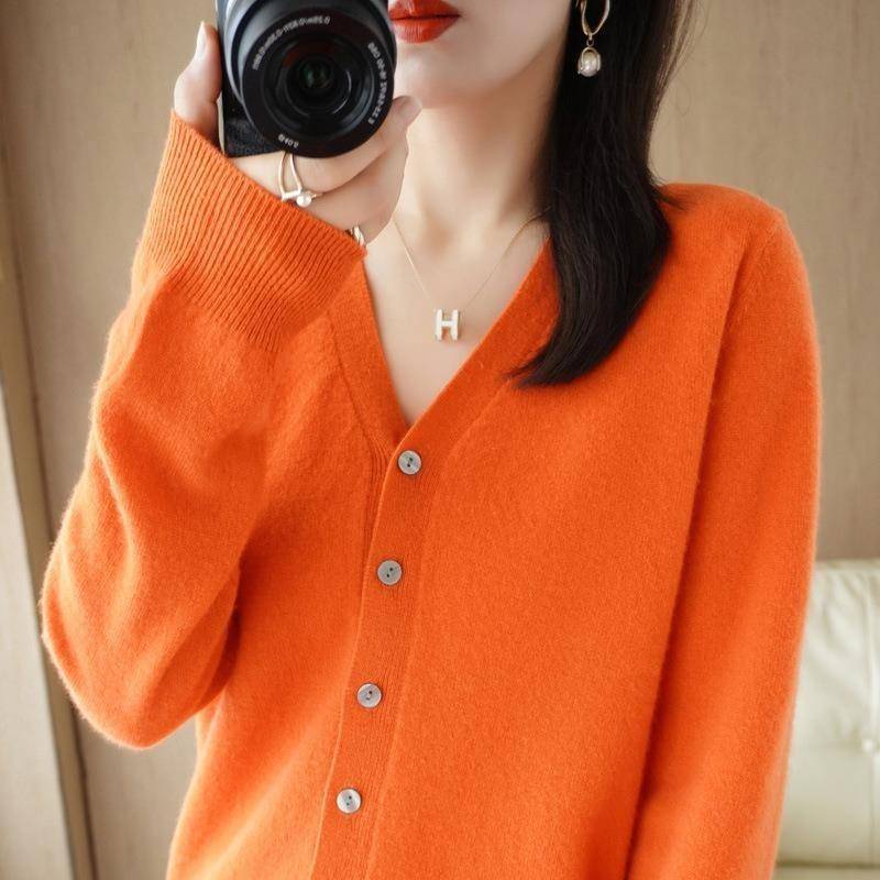 Frauen Strickjacken Herbst Winter Einreiher Strickwaren Langarm V-ausschnitt Strickjacke Koreanische Mode Frühjahr Casual Pullover L orange Frauen Strickjacken Herbst Winter Einreiher Strickwaren Langarm V-ausschnitt Strickjacke Koreanische Mode Frühjahr Casual Pullover L orange von Joom DACH